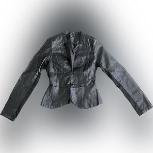 Faux Leather Peplum Jacket